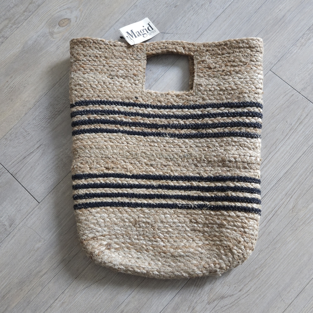 Nwt Magid New York Made In India Jute Stripped Bucket Bag - Picture 5 of 12